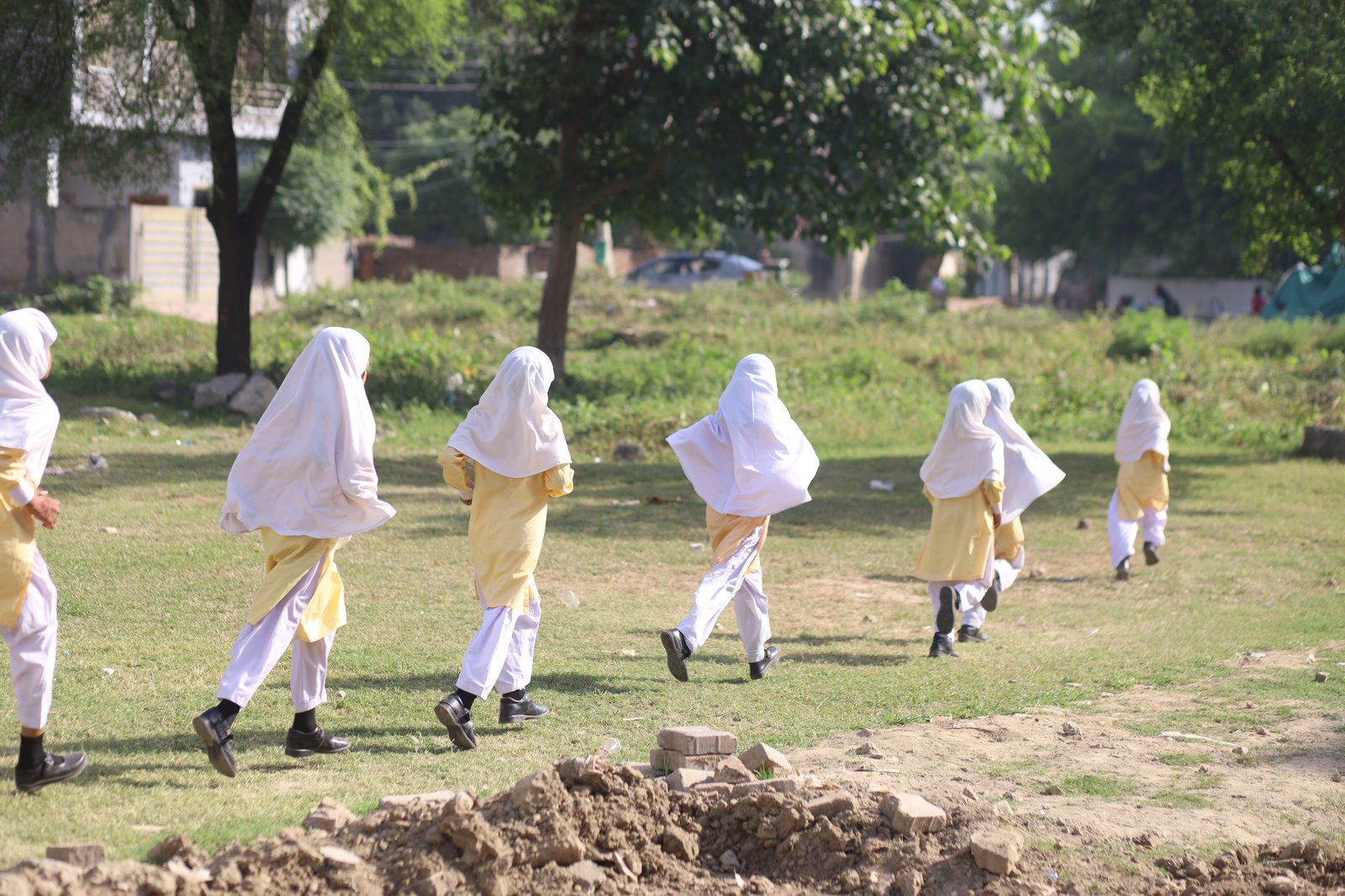 Students walking together at Rukh Foundation School, Lahore