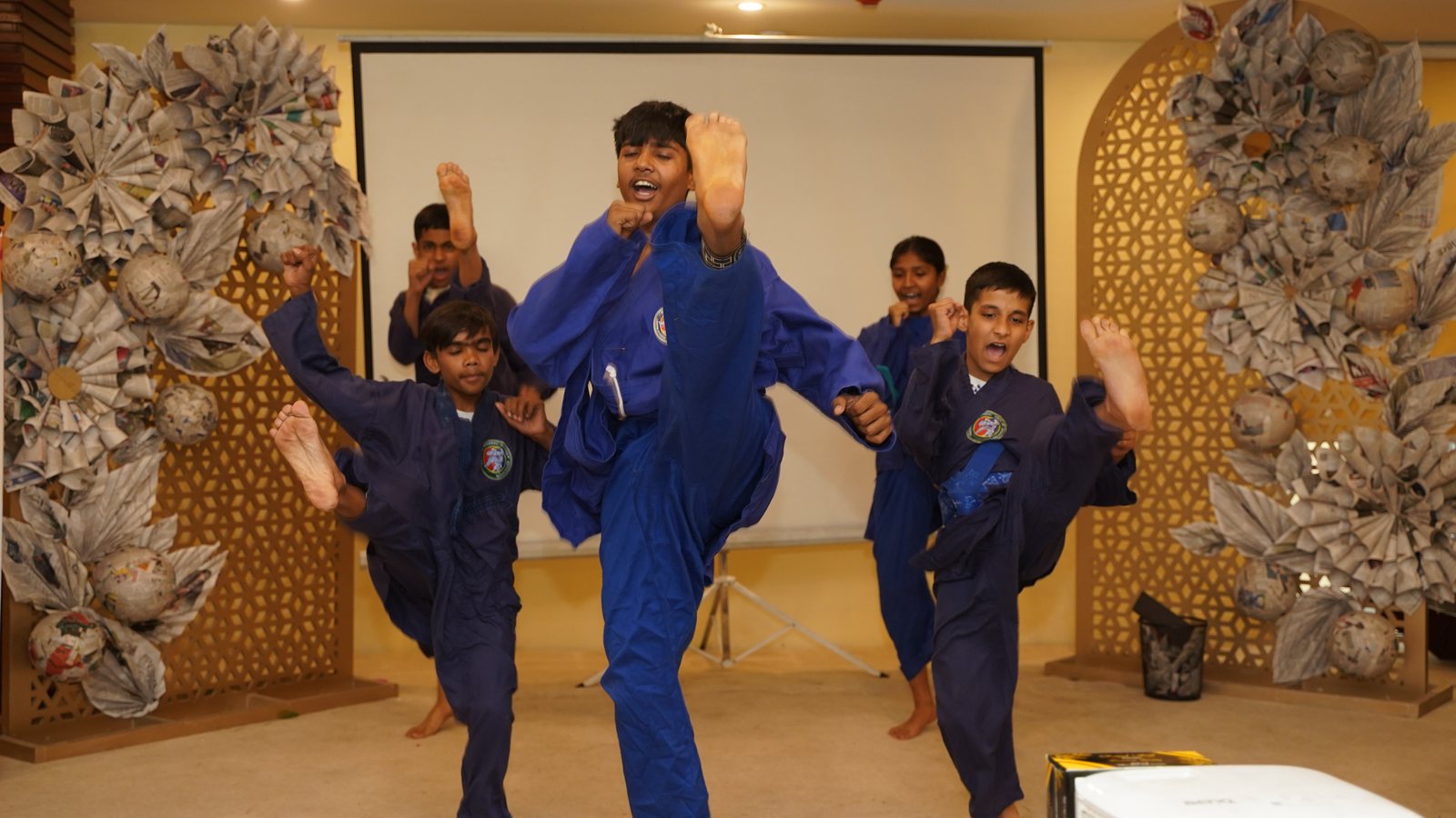 Students at a discipline and wellbeing session, Lahore